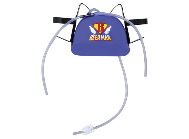 Ølhjelm - Blå - "Beer Man" 1 Hjelm m/holder til mann - Onesize 