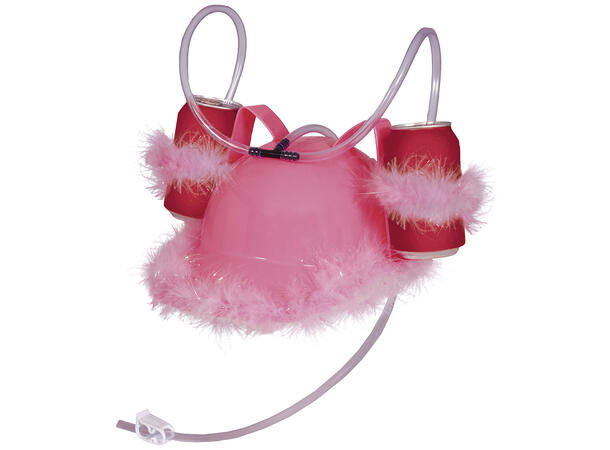 Ølhjelm m/holder - Rosa m/pels 1 Hjelm til dame - Onesize 