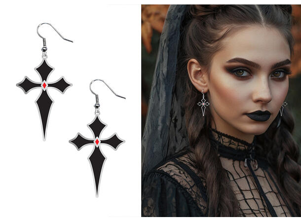Øredobber - Sorte kors - Gothic 1 Par øredobber i Metall/Plast 