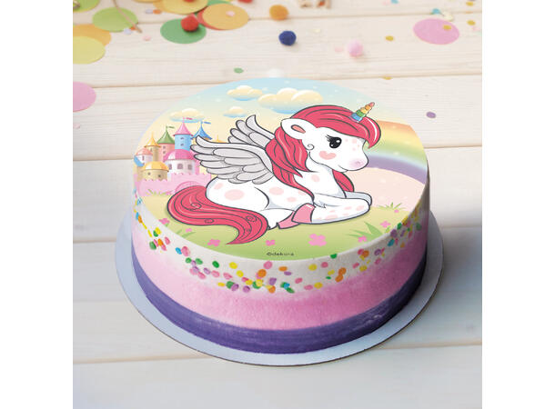 Baby Enhjørning - Liggende 1 spiselig kakeskilt - 20cm 