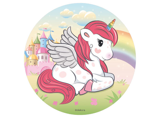 Baby Enhjørning - Liggende 1 spiselig kakeskilt - 20cm 