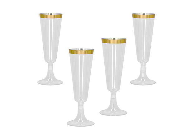 Champagneglass med gullkant 4 Plasglass - 14cl 