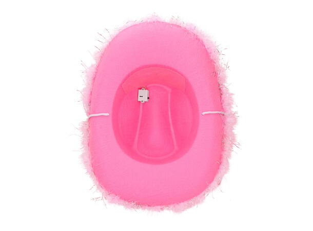 Cowboyhatt - Rosa med pels og LED-lys 1 hatt - onesize - incl batterier 