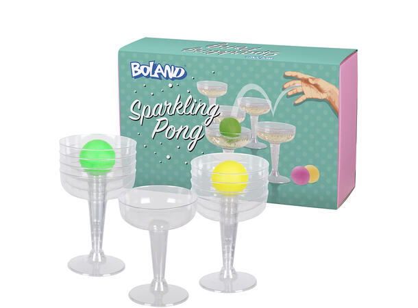 Drikkelek Prosecco pong Innhold 12 plastglass Prosecco, 3 baller 