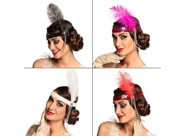 Gatsby Hodebånd m/fjær - Assortert 1 Hodebånd - 4 farger