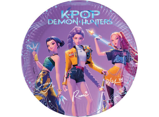 K-Pop Demon Hunters 8 FSC Plastfrie Tallerkener i papir 23cm 
