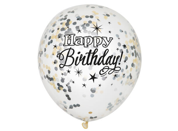 Konfettiballonger - Happy Birthday 6 Konfettiballonger - 30cm (12")