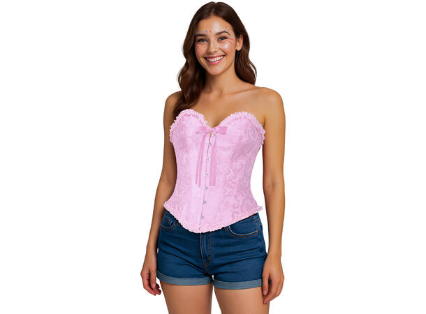 Korsett/topp - Rosa m/blondemønster 1 Korsett til dame - Str 44-46 (XL) 