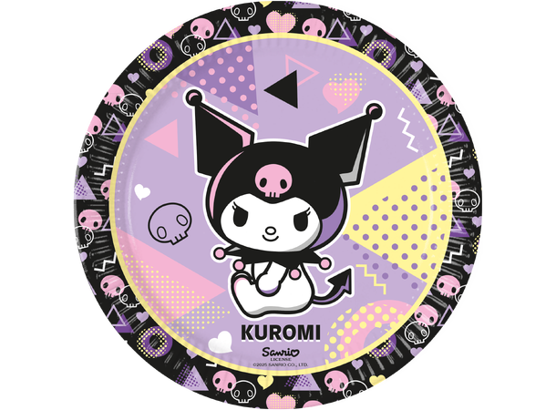 Kuromi Pop Art 8 FSC Plastfrie Tallerkener i papir 23cm 