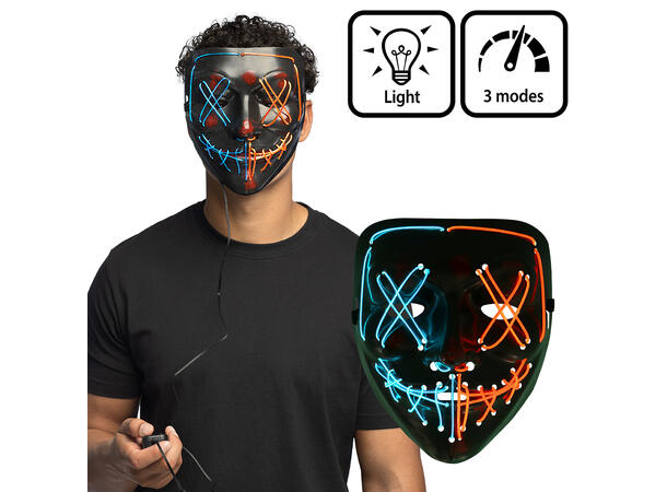 Maske - Killer smile duo - Oransje m/LED 1 maske i plast m/LED lys 