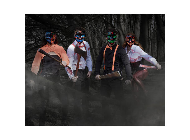 Maske - Killer smile duo - Oransje m/LED 1 maske i plast m/LED lys 