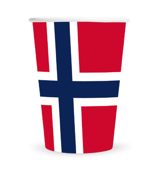 Norsk flagg - Pappkopper 8 Kopper i papp - 2,1dl