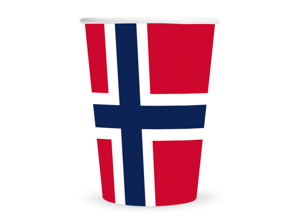 Norsk flagg - Pappkopper 8 Kopper i papp - 2,1dl 