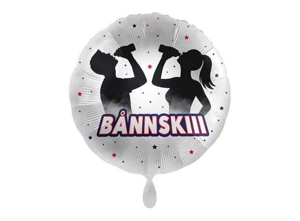 Partytime -"BÅNNSKIII" 1 Folieballong rund - 17" - (43cm) 