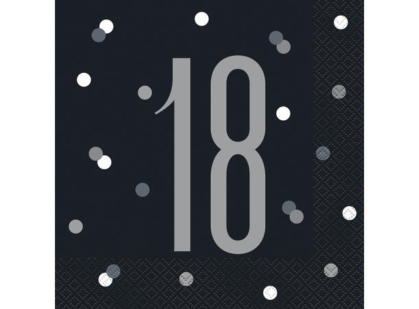 Sort & Sølv Glitz - #18 16 Lunchservietter - 33x33cm 