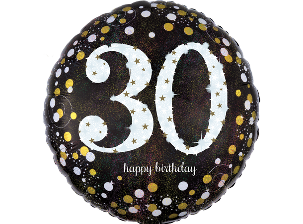 Sparkling Birthday 30 1 Folieballong - Rund - 19" (45cm) 