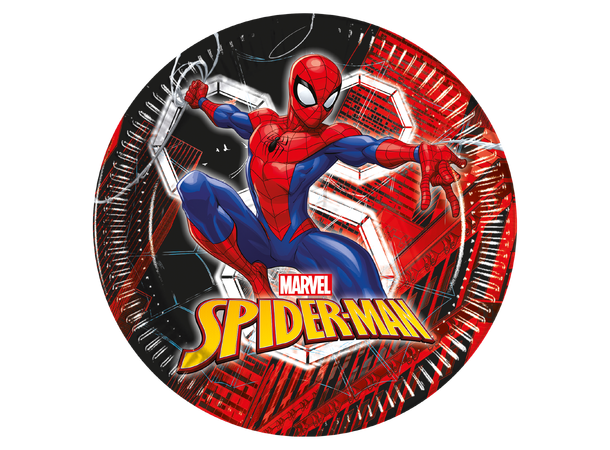 Spiderman - World of Webs 8 FSC Plastfrie Tallerkener i papir 23cm 