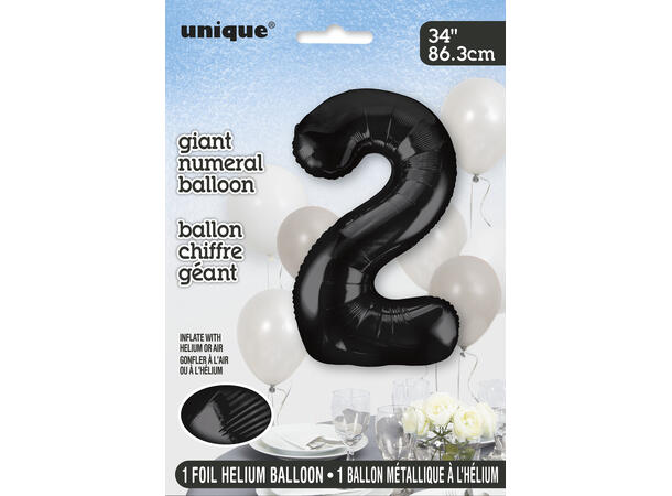 Tallballong - #2 - Sort 1 Folieballong - 86cm (34")