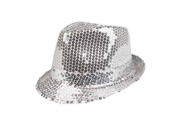 Trilbyhatt - Sølv paljetter 1 Hatt til voksen - Onesize