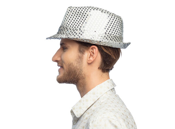 Trilbyhatt - Sølv paljetter 1 Hatt til voksen - Onesize