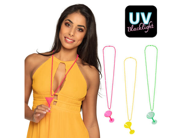 UV Shotteglass med kjede - Cocktail 3 Shotglass i kjede - 3 farger 