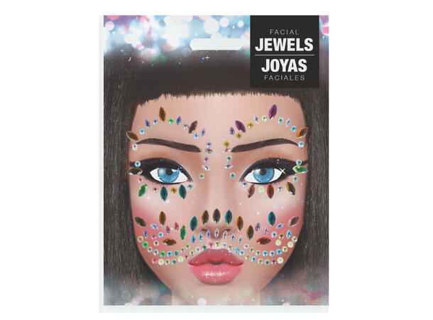 Ansiktskrystaller -Sølv/Lilla Hodeskalle 1 Ark med selvklebende stener - 13x15cm 