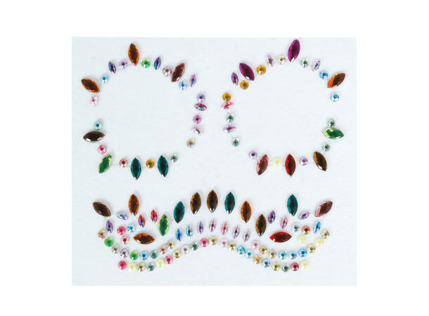 Ansiktskrystaller -Sølv/Lilla Hodeskalle 1 Ark med selvklebende stener - 13x15cm 