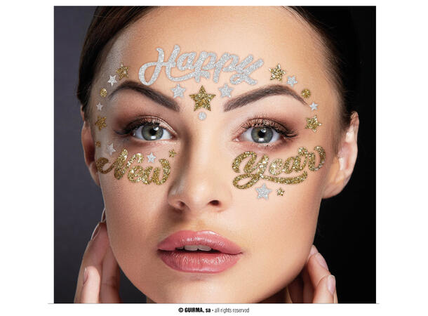 Ansiktskrystaller - Happy New Year 1 Ark med sevklebende stener 