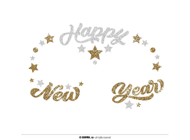 Ansiktskrystaller - Happy New Year 1 Ark med sevklebende stener 