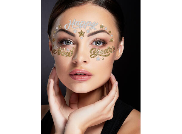 Ansiktskrystaller - Happy New Year 1 Ark med sevklebende stener 