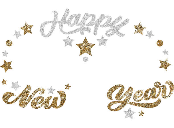 Ansiktskrystaller - Happy New Year 1 Ark med sevklebende stener 