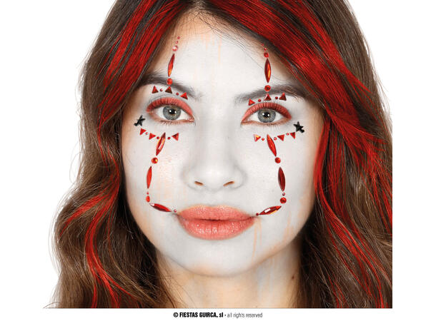 Ansiktskrystaller - Klovn 1 Ark med selvklebende stener - 13x15cm 