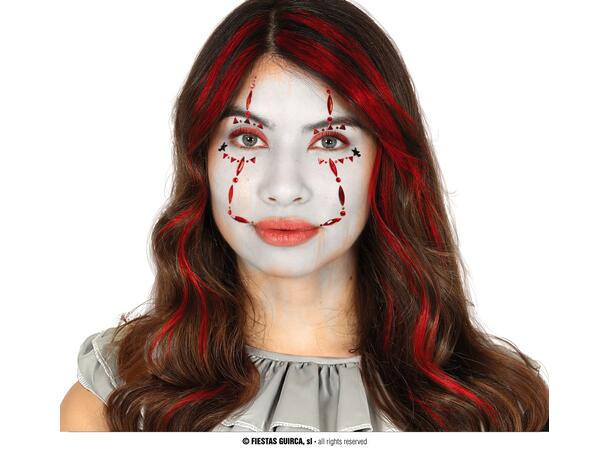 Ansiktskrystaller - Klovn 1 Ark med selvklebende stener - 13x15cm 