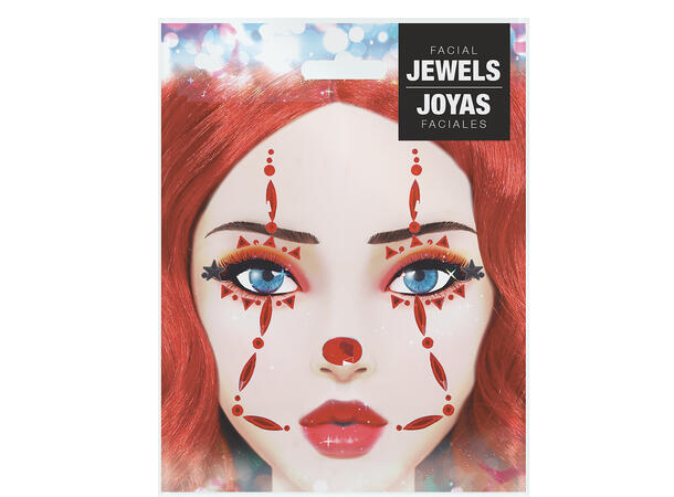 Ansiktskrystaller - Klovn 1 Ark med selvklebende stener - 13x15cm 