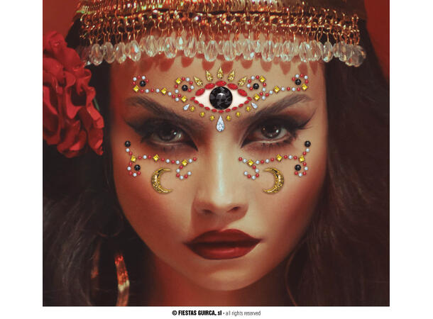 Ansiktskrystaller - Medium 1 Ark med selvklebende stener - 13x15cm 