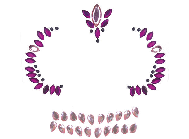 Ansiktskrystaller - Skalle - Lilla 1 Ark med selvklebende stener - 13x15cm 