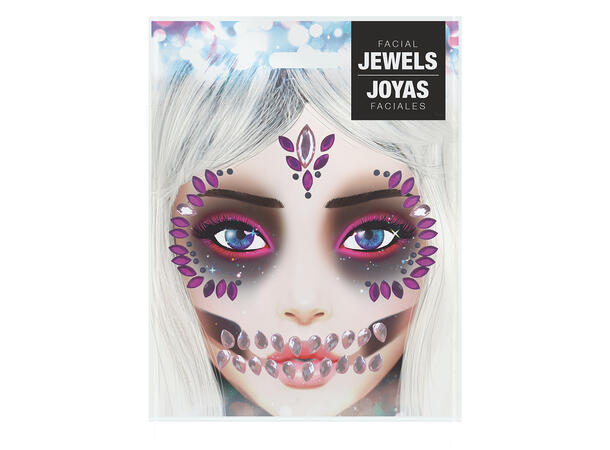 Ansiktskrystaller - Skalle - Lilla 1 Ark med selvklebende stener - 13x15cm 