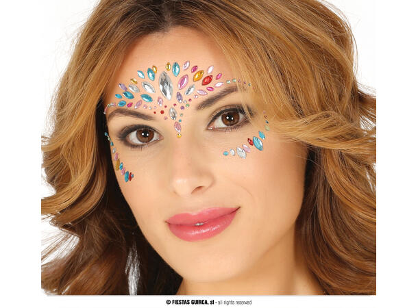 Ansiktskystaller - Assorterte farger 1 Sett smykker i selvklebende harpiks 