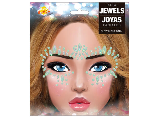 Ansiktskystaller - Glow in the dark 1 1 Sett smykker i selvklebende harpiks 