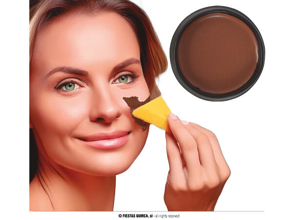 Ansiktssminke med svamp - Brun 1 Boks sminke - 9g 