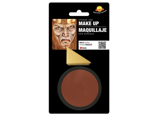 Ansiktssminke med svamp - Brun 1 Boks sminke - 9g 