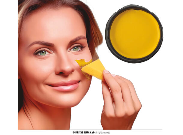 Ansiktssminke med svamp - Gul 1 Boks sminke - 9g 