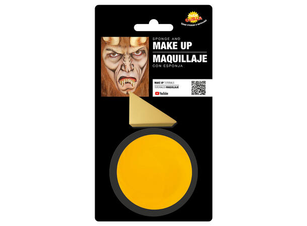 Ansiktssminke med svamp - Gul 1 Boks sminke - 9g 
