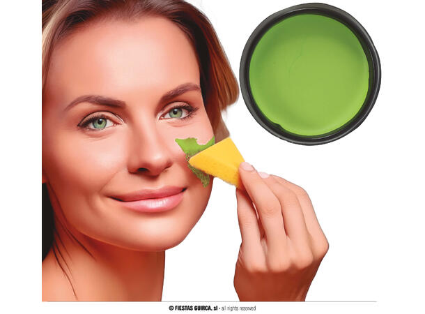 Ansiktssminke med svamp - Lysegrønn 1 Boks sminke - 9g 