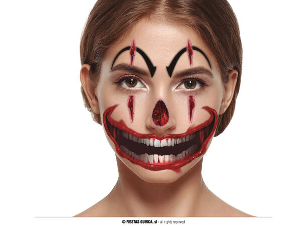 Ansiktstatovering - Klovn 1 Ark med tatoveringer - 30x14cm 