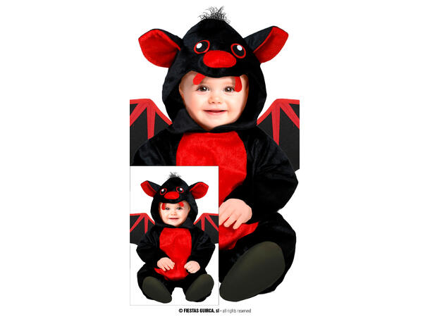 Baby Flaggermus - Rød 1 Babykostyme til gutt - Str 12-18 Mnd 