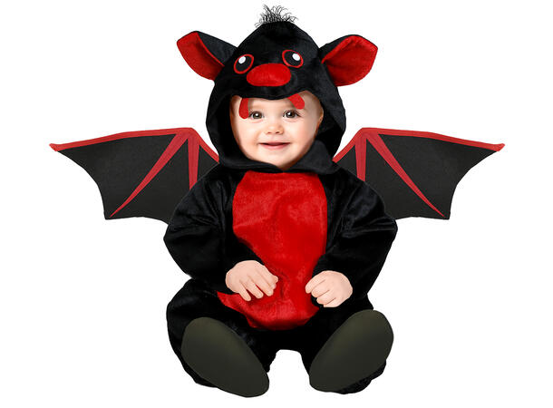 Baby Flaggermus - Rød 1 Babykostyme til gutt - Str 12-18 Mnd 