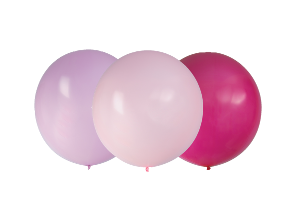 Ballonger - Lys+Mørk Rosa og Lilla 3 Gummiballonger - 60cm (24")