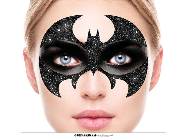 Bat - Glitter face 1 Ark m/Selvklebende maske - 13x15cm 
