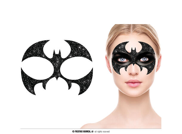 Bat - Glitter face 1 Ark m/Selvklebende maske - 13x15cm 